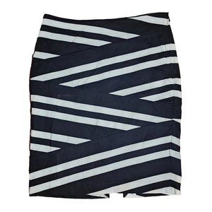 WHITE HOUSE BLACK MARKET Striped Side Zipper Pencil Skirt Womens Size 2